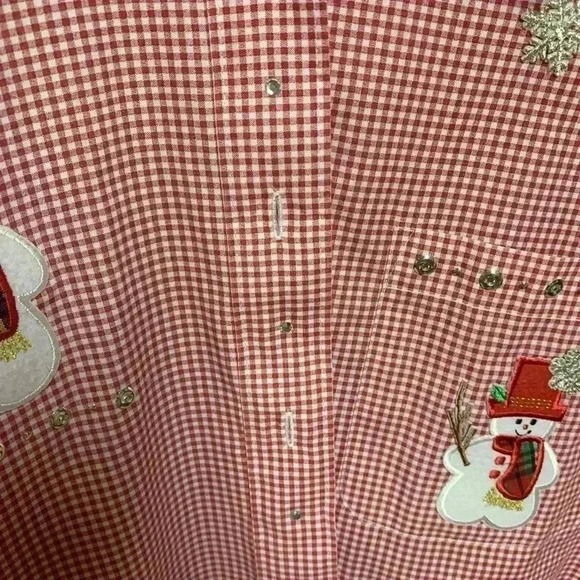 Vintage Las Olas Women’s Christmas Snowman Button Up - Picture 3 of 6